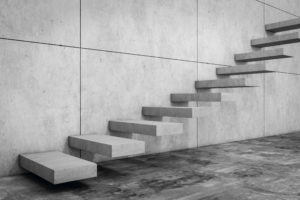 Freischwebende Blockstufentreppe aus grauem Granit